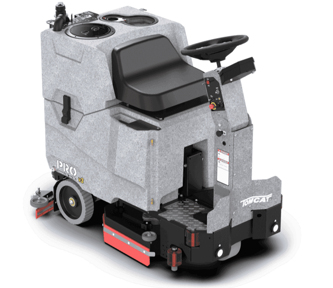 Tomcat floor scrubber showcasing its cleaning power