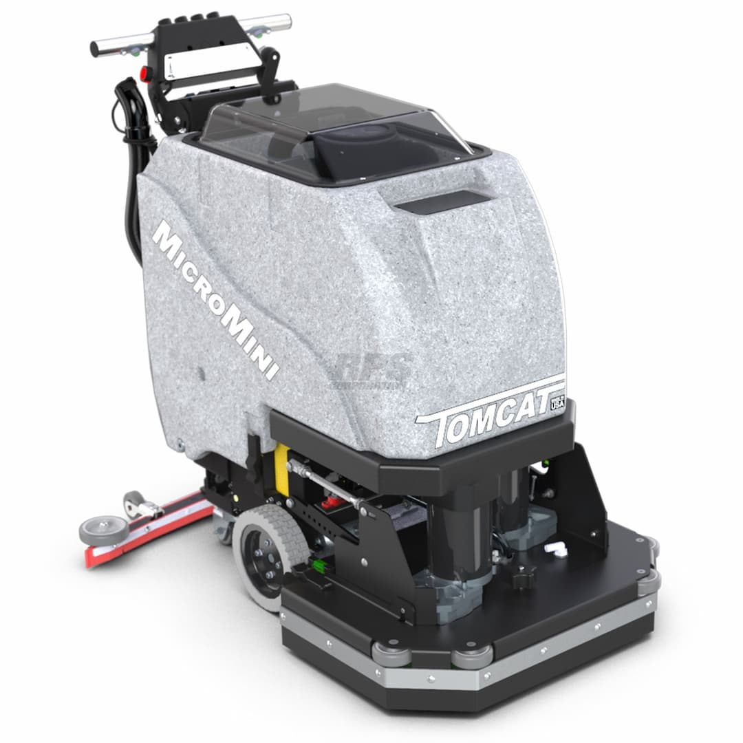 A rendered image of the Tomcat MICROMINI floor scrubber
